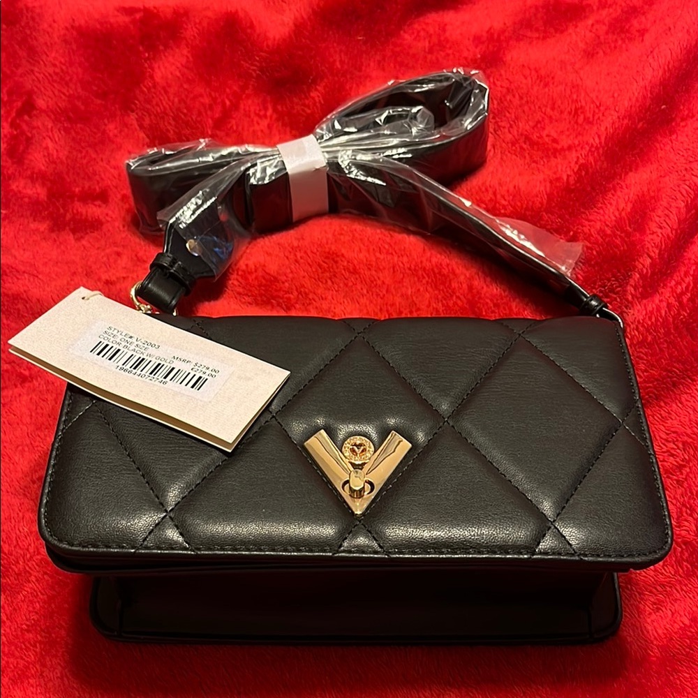 Valentino Orlandi Elegant Black Quilted Crossbody Bag